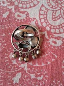 silver brass Vintage Floral &amp; Bird ring