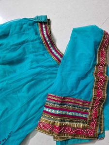 Elegant Teal lehenga choli with Embellished Border