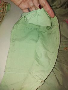 Green Crop Top And Skirt With Designer Sleeves