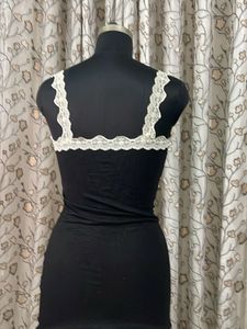 Black Mini Dress with Lace Straps