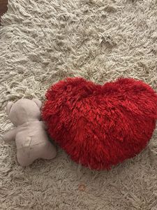 Red Heart Pillow Plush Toy Combo