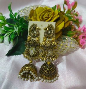 Antique Gold Long Earrings