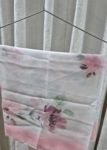 Lightweight Floral Print pink white Dupatta