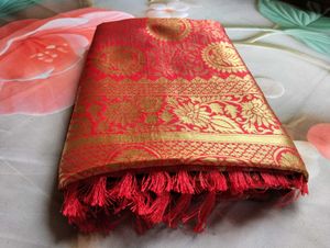 Stunning Red Banarasi Silk Saree
