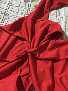 urbanic Vibrant Red Cutout Long Sleeve Dress
