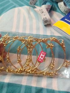 Gold Tone Charm Bangles Set