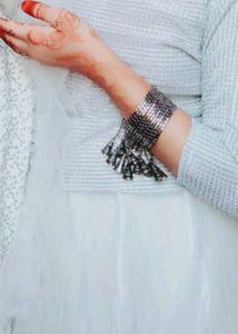 Elegant White Sequined Lehenga Set