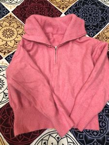 Pink Half Zip Sweater