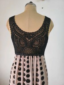 Elegant Black Lace &amp; Polka Dot Dress  Length  40 I