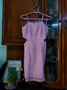 Pink Lace Cutout Dress