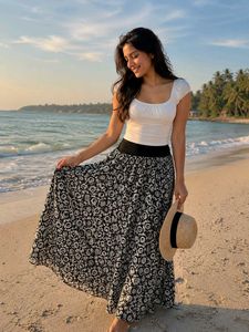 Boho Floral Print Maxi Skirt