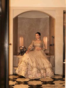 Champagne Gold Embroidered Lehenga Set