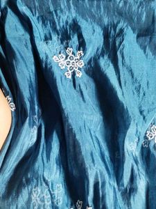 Blue Embroidered kurta set with dupatta