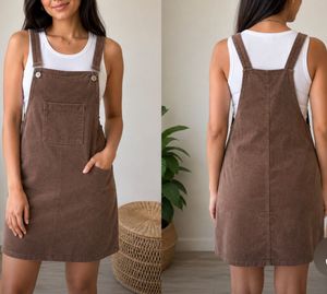 Brown Corduroy Pinafore Dress