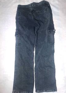 Men's Black Cargo Denim Jeans | Straight Fit | Mul