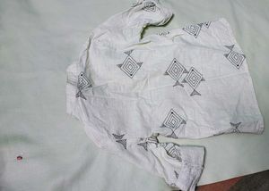 Stylish White Fish Print Kurta for your baby (0-6)