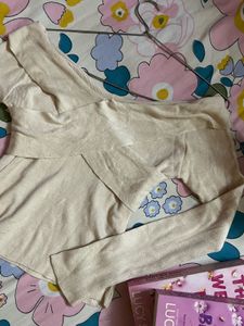 Cream One-Shoulder Knit Top