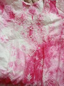 Unused Chikankari Kurta - Pink Tie-Dye