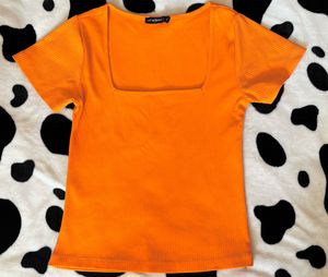 orange ribbed top