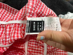 Shein Red Gingham Top