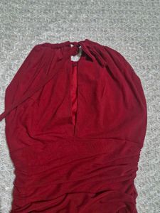Chic Maroon  Ruched Bodycon Dress