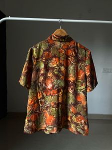 Vintage Orange Floral Print Shirt