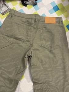 Mid-rise Olive Green Zebra Print Jeans