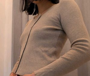 Women's Beige Knit Cardigan
