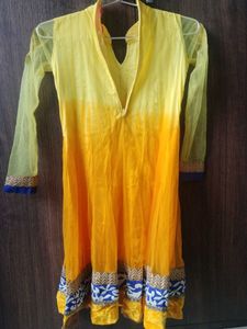 Yellow &amp; Blue Embroidered Salwar Suit