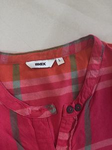 Pink &amp; Orange Plaid Kurta
