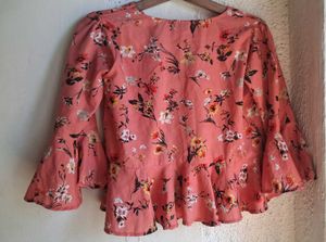 Peach Floral Ruffle Top