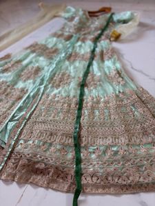 heavy bridal  Embellished Mint Green Gown