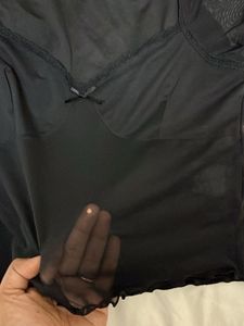 H&amp;M Black Mesh Detail Top