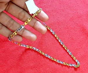 Gold Plated Chain for Men, Women &amp; Girls (HALF-GOLD-SILVER-03)