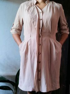 Knee Length Nude Classy Dress