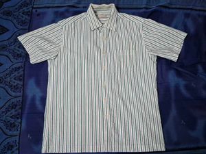Classic Green Stripe Short-Sleeve Shirt