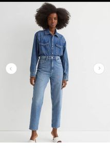 H&M Women Blue Mom Slim Fit High Waist Ankle Jeans