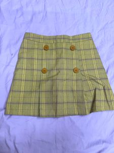 Plaid Button-Front Mini Skirt
