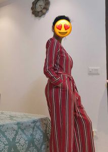Retro Beauty Cover Story Striped Jumpsuit