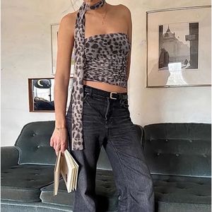 Leopard Print Tube Top w matching Scarf