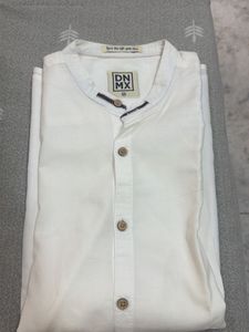 Men's White Band Collar Shirt