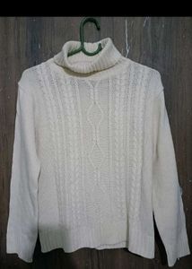 Cream Cable Knit Turtleneck Sweater