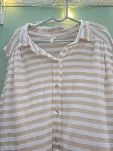 Striped Sleeveless Button-Up Shirt