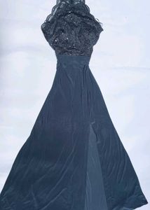 Elegant Black Lace Sequin Halter Dress