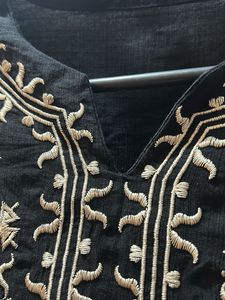 Embroidered Black tunic top