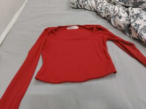 Zara Red Long Sleeve Top
