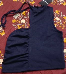 XS size Navy Blue Ruched Tank Top