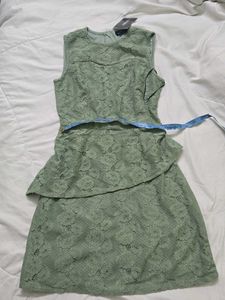 Lace sage green Peplum Dress