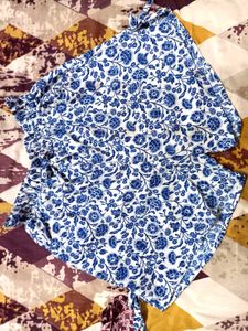 Cool blue and white printed shorts for women