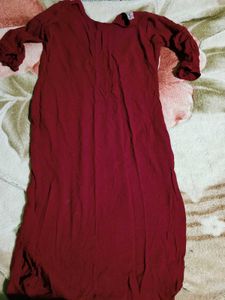 Maroon Embroidered Kurta
